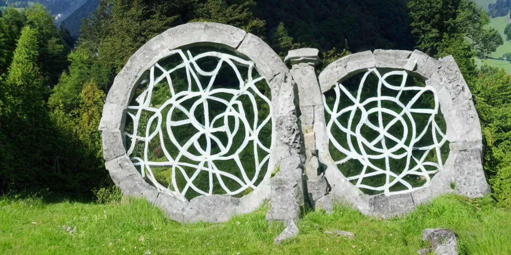 Prompt: A leyline portal in switzerland