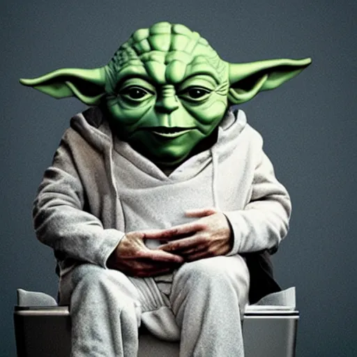 Prompt: elon musk sitting on toilet, but elon musk is yoda