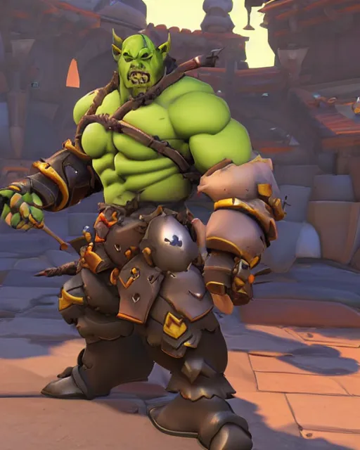 Image similar to orc with sword playable hero character in overwatch