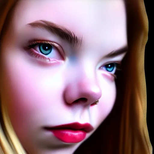 Prompt: hyper realistic photo of a beautiful female model portrait in the style of anya taylor joy