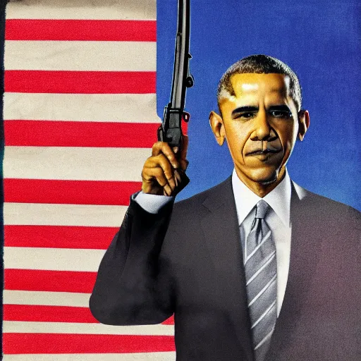 Prompt: Obama holding AK-47, portrait
