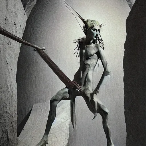Prompt: Zdzisław Beksiński painting of an elf archer