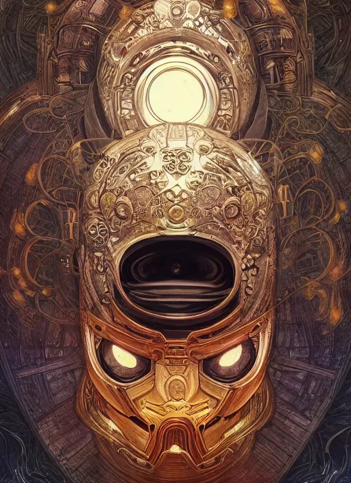 Prompt: mf doom surrounded by starlight, moon behind, chinese fantasy, intricate complexity, elegant, hyper detailed, scattered diffusion, ultra definition, photoreal, artstation, unreal engine rendered, concept art, smooth, sharp focus, illustration, art by artgerm and pendleton ward and alphonse mucha and garis edelweiss
