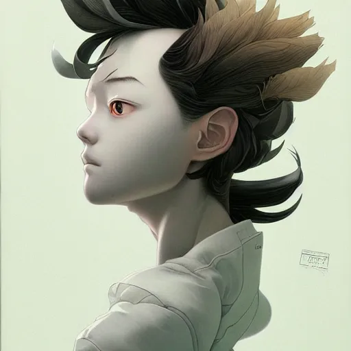 Image similar to prompt : grey portrait soft light painted by james jean and katsuhiro otomo and erik jones, inspired by evangeleon anime, smooth face feature, intricate oil painting, high detail illustration, sharp high detail, manga and anime 1 9 9 9