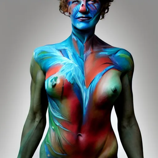 Image similar to human figure bodypaint by graham ingels