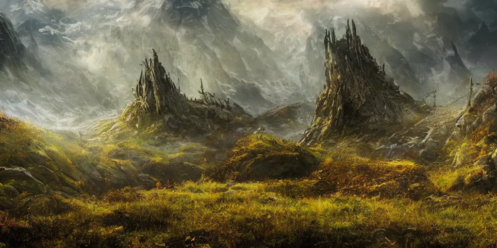 Image similar to a view of a land tolkien style 4 k