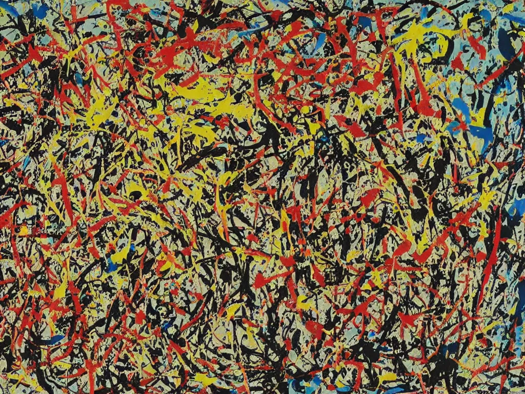 Prompt: A Jackson Pollock painting painted by Dr Suess