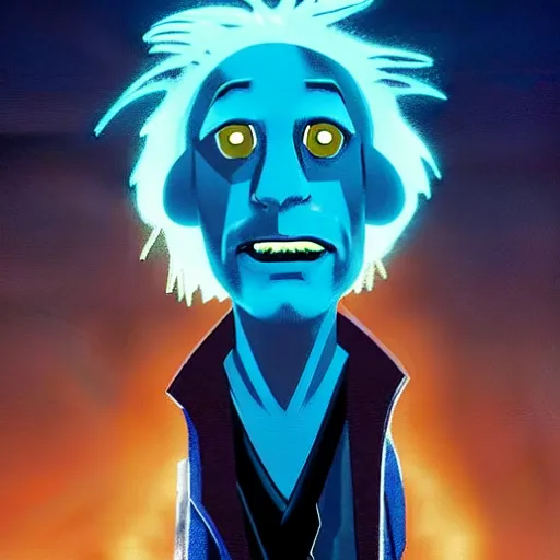 Image similar to portrait of doc brown!! sitting!!!!!!!!!!!!!!!!!!! on ( ( ( lion king ) ) ), disney animation, sharp, illustration, sharp, fanart, anime key art by greg rutkowski, bloom, dramatic lighting sharp focus, cinematic, artbook, smooth, centered