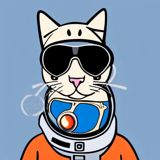 Prompt: a cat wearing an astronaut suit and sunglasses. just the head. no body. high quality. high fidelity. cartoon