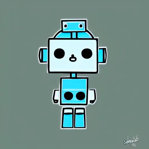 Prompt: small cute robot digital art by sanrio