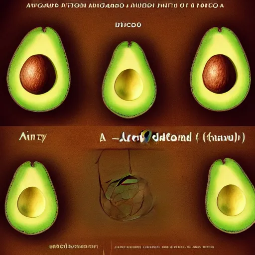 Image similar to anatomy of a avocado, da vinci notes, ultradetailed, anatomy study, artstation
