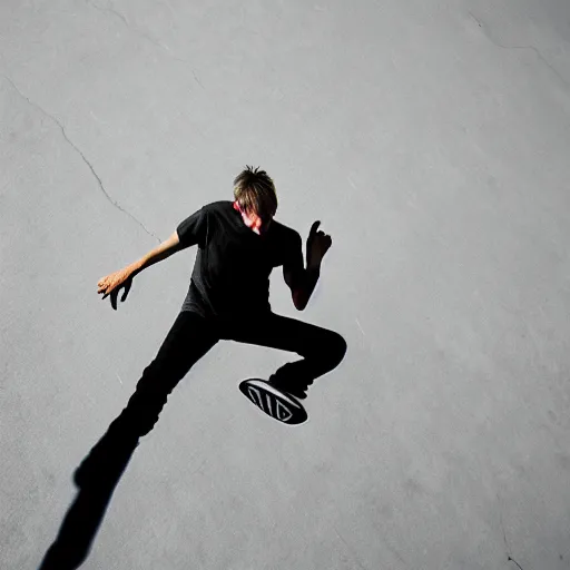 Image similar to tony hawk with no legs, photograph, realistic, high quality, realistic lighting, dynamic shadows