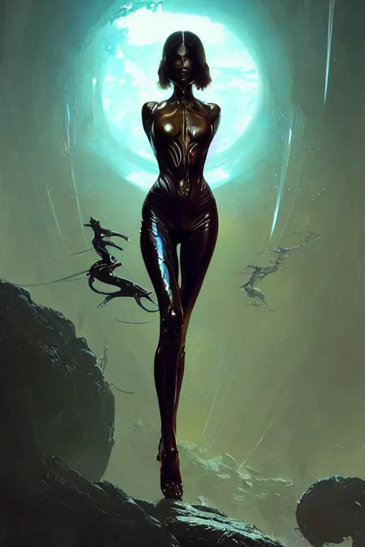 Image similar to alien superstar aeon flux profile picture by Greg Rutkowski, dynamic pose, matte painting, intricate, fantasy concept art, elegant, by Stanley Artgerm Lau, WLOP, golden ratio, thomas kindkade, alphonse mucha, loish, norman Rockwell,