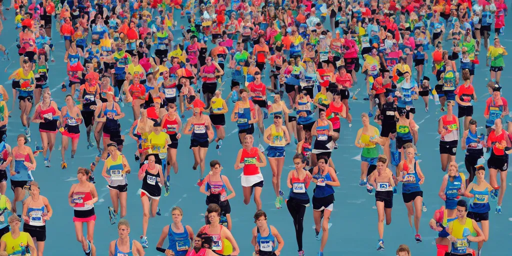 Prompt: sketch of marathon runners in a long row, studio background, studio lighting, fashion shoot, detailed, diverse crowd, new balance colours