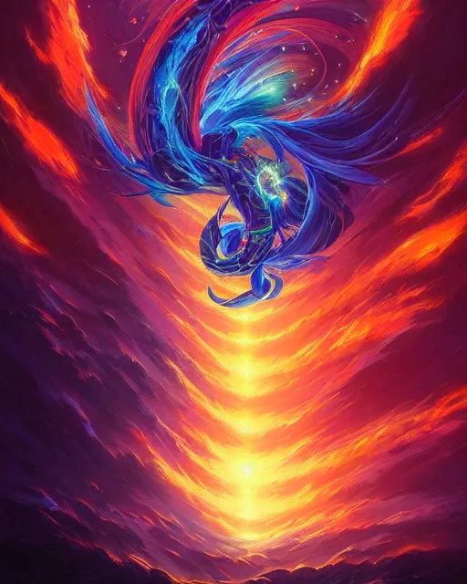 Image similar to aurelion sol, explosion of flowers, todd lockwood, alena aenami, frank frazetta