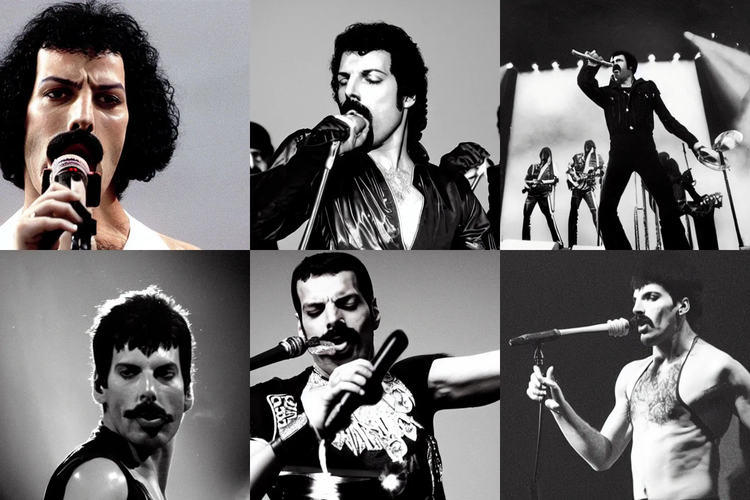 Prompt: Freddie Mercury as a frontman of band rage against the machine