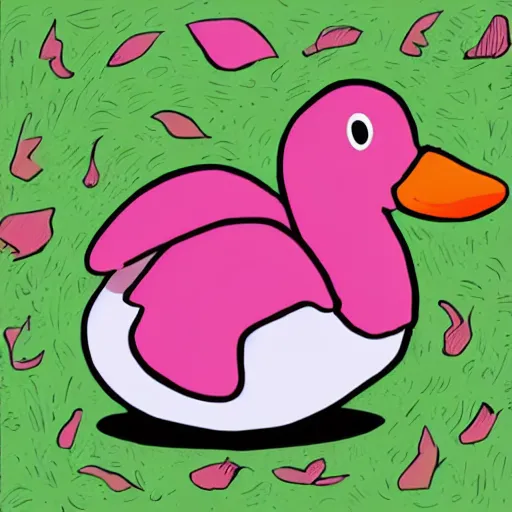 Prompt: pink duck, illustration waldo