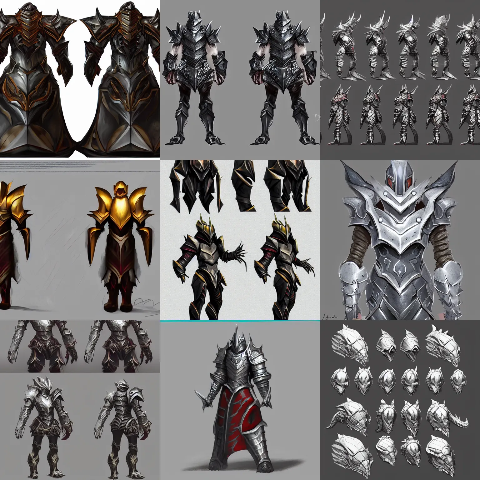 Prompt: Dragon plate armor concept art featured on artstation