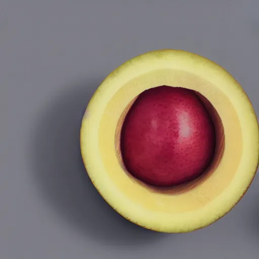 Image similar to centered hyper-realistic single piece of fruit, gray background