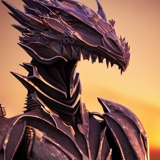 Prompt: a highly detailed close up of a beautiful majestic anthropomorphic robot female dragon, with smooth and streamlined armor, standing and posing elegantly on a beach, well detailed head, with sharp claws on her hands and feet, two arms, two legs, long tail, artstation, DeviantArt, professional, octane render, sunset lighting