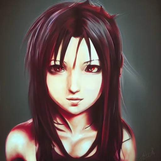 Image similar to head and shoulders artwork of tifa lockhart, trending on artstartion