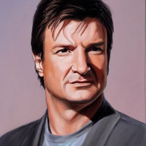 Image similar to A portrait of Nathan Fillion , oil painting