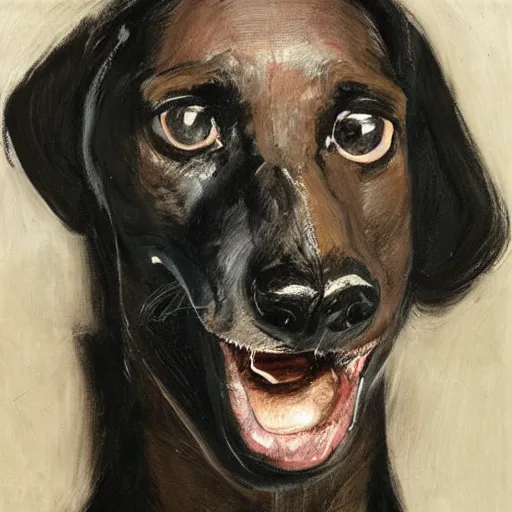 Image similar to woman with black greyhound, by jenny saville. dark atmosphere