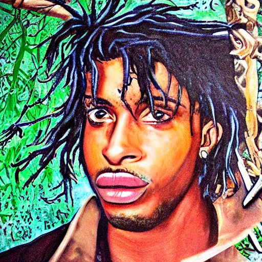 Image similar to playboi carti painted by abney park 4 k detailed super realistic