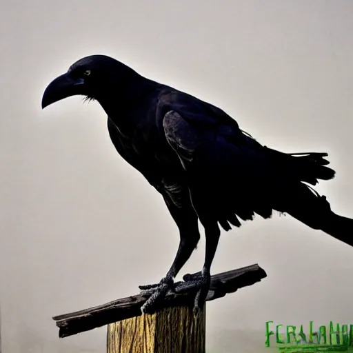 Prompt: fractal three legged black crow