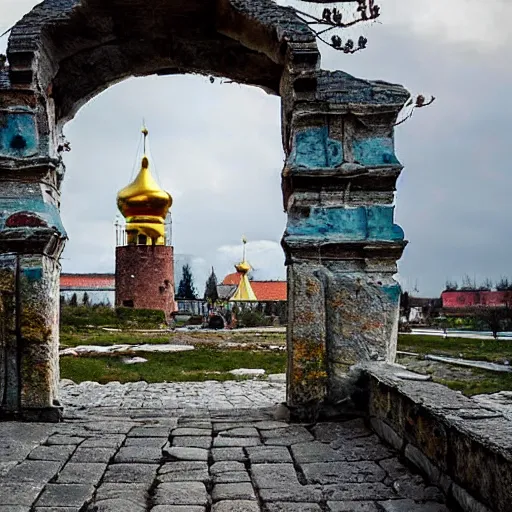 Image similar to photo fantastic ancient Russian city of Kitezh, ancient Russian architecture, concept art, photo of Breeze Kaze,