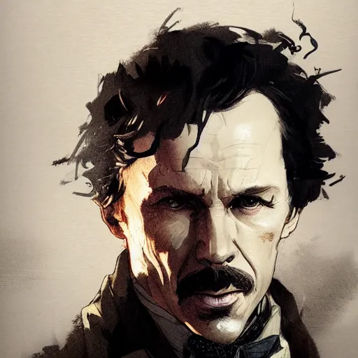 Image similar to portrait of Sherlock Holmes, dramatic lighting, illustration by Greg rutkowski, yoji shinkawa, 4k, digital art, concept art, trending on artstation