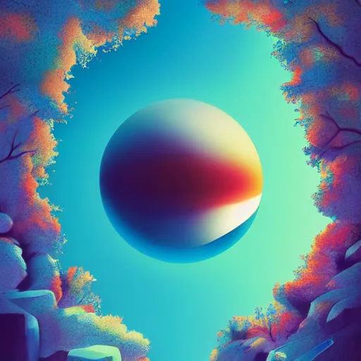 Prompt: A landscape with chrome orb, by Jonathan Zawada, beeple and jeremiah ketner