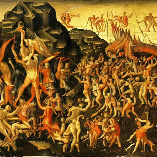 Image similar to painting of hell early flemish art