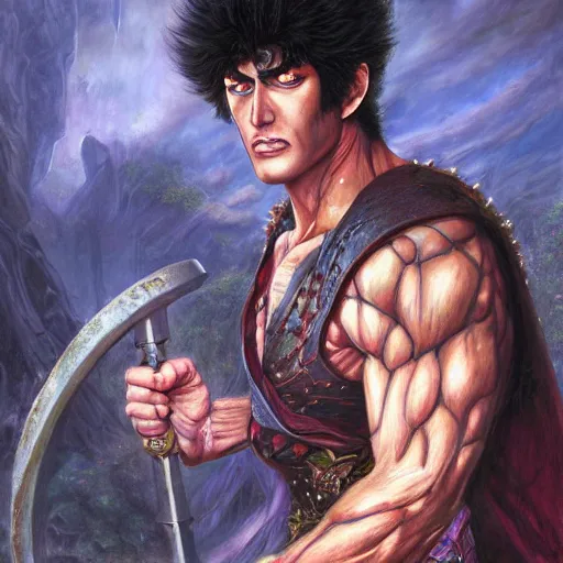 Image similar to Kenshiro as a fantasy D&D character, portrait art by Donato Giancola and James Gurney, digital art, trending on artstation