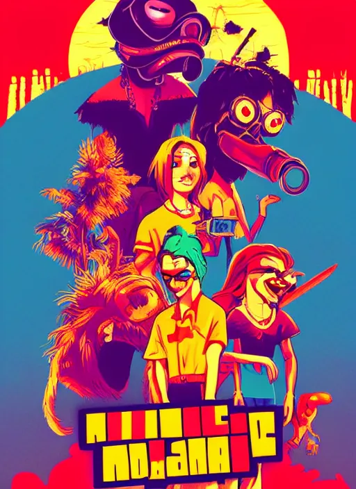 Prompt: Hotline Miami movie poster, Animated Disney movie from 1990, detailed