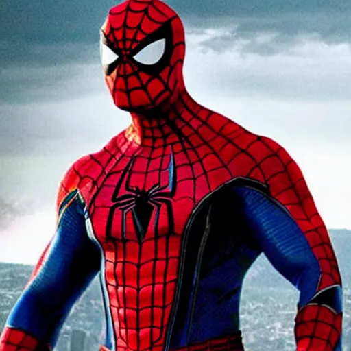 Prompt: Dwayne Johnson as SPIDERMAN in movie directed by Christopher Nolan