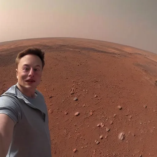 Prompt: Elon musk selfie futuristic house on mars