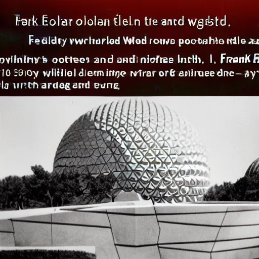 Image similar to epcot center as a wasteland, frank lloyd wright
