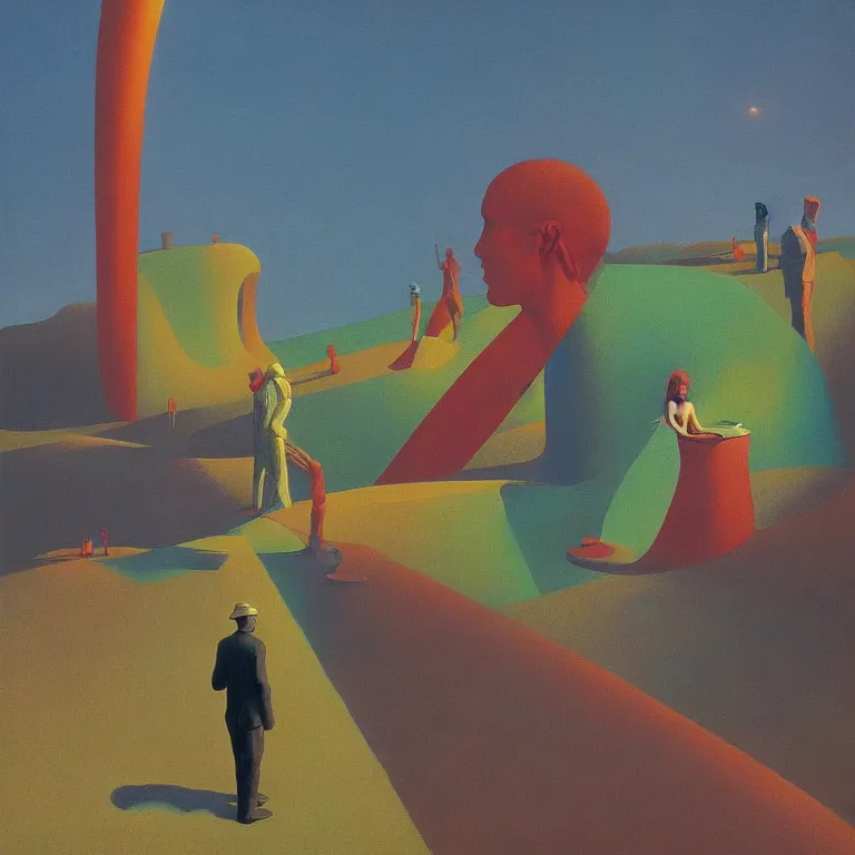 Prompt: rainbow people, Edward Hopper and James Gilleard, Zdzislaw Beksinski, highly detailed