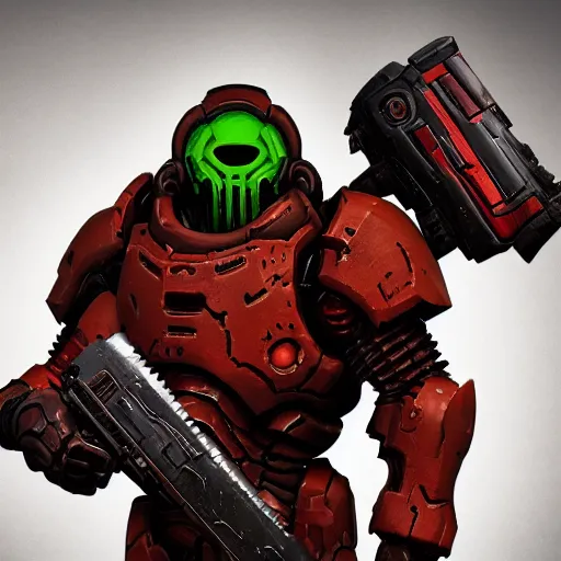 Prompt: doom slayer, white background, photography