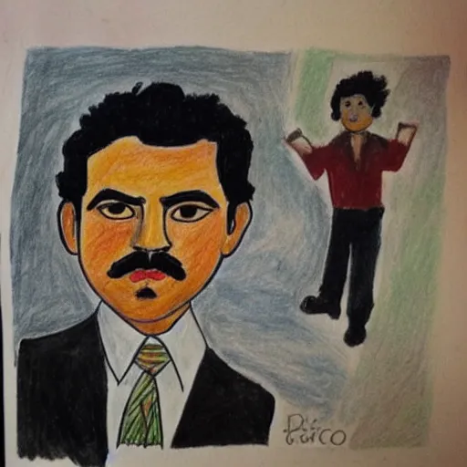 Image similar to child's drawing of pablo escobar