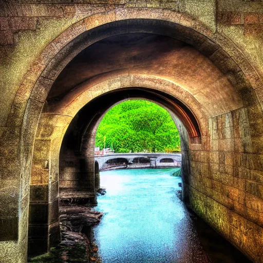 Image similar to a troll living under a medieval bridge realistic 3 5 mm hdr professional photograph