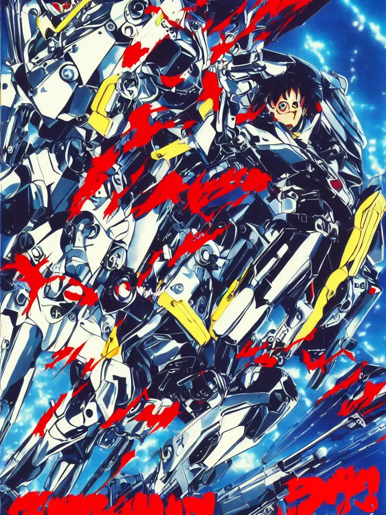 Image similar to 1980s anime movie advertisement poster, cyborg boy, chrome boy, edgy adventure sci fi, science fiction, gundam, akira, space, neon, lasers