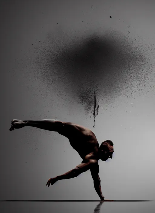 Prompt: man doing handstand, flowing, minimal brush strokes, abstract world, wind, dramatic light magic lighting, matte colors, digital concept art trending on artstation, 4 k