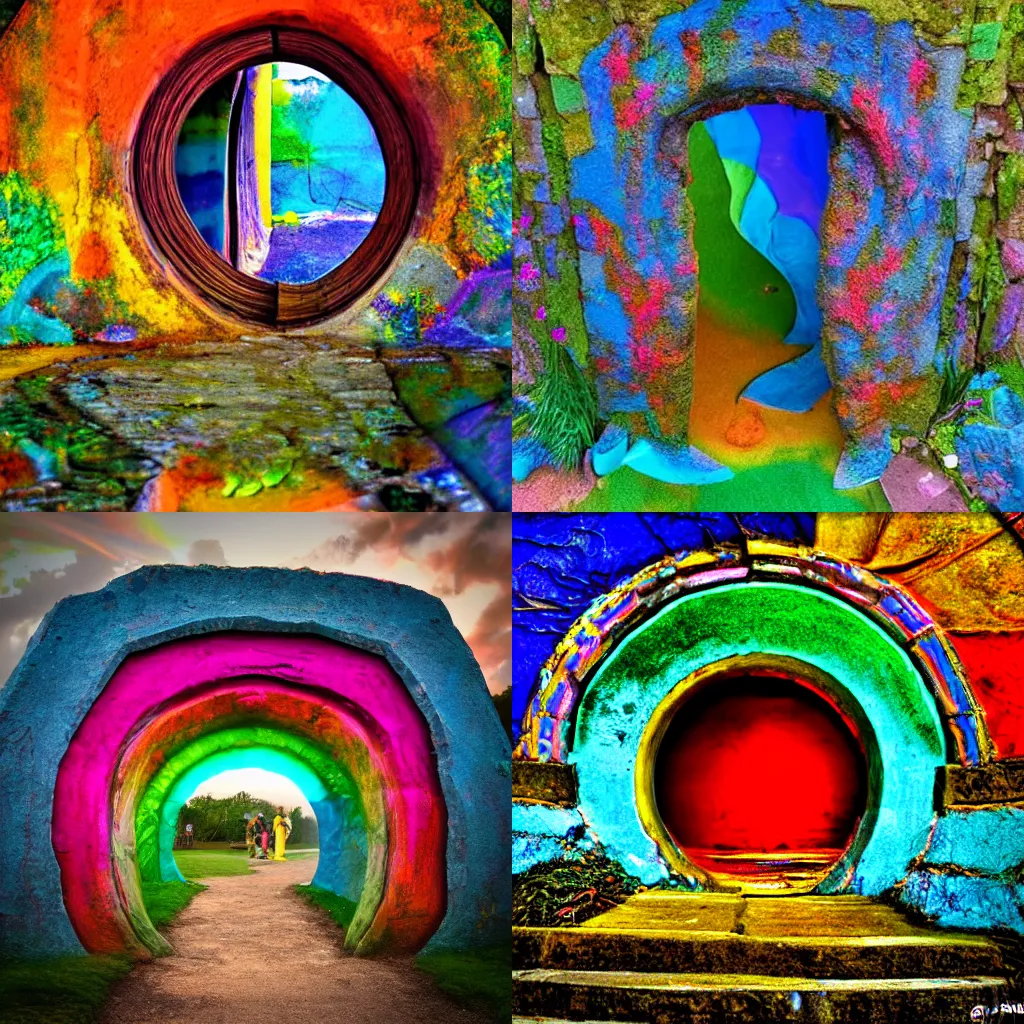 Prompt: a colorful portal to another world