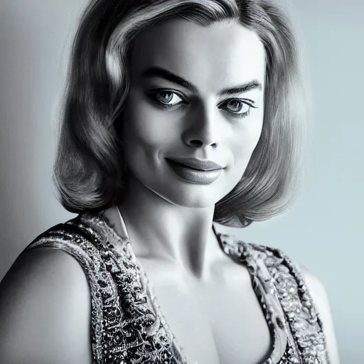 Prompt: Margot Robbie as an Iranian woman, 4k, photorealist, DSLR photograph