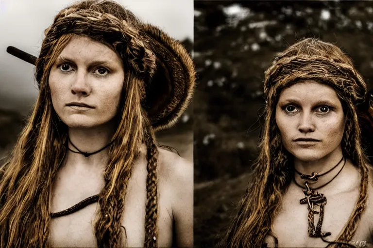 Image similar to portrait of a beautiful Viking woman By Emmanuel Lubezki