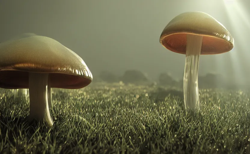 Image similar to a photography from cristal clear mushroom, god rays, raytracing effects, 8 k, photorealistic, 2 4 mm