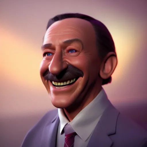 Prompt: walt disney smilin, hyperrealistic, concept art, octane render, unreal engine 5, trending on deviantart, highly detailed, high quality, 8 k, soft lighting, cute, natural lighting, realistic face, trending on artstation, elegant clothes, profile picture, path traced, disneyland background