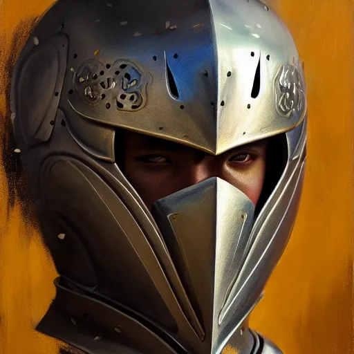 Image similar to beautiful oil portrait painting of alwyte armor, medieval armor, knight, natural light, outside. artstation, concept art, smooth, sharp focus, illustration, by bartek fedyczak, erak note, tooth wu, neil richards, kan liu, siwoo kim, jisu choe